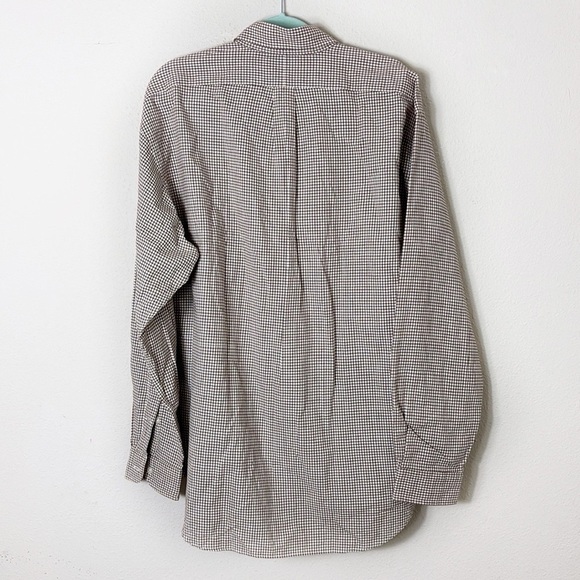 Ralph Lauren Blaire 100% Cotton Gingham Brown White Button Down Shirt size L - Picture 2 of 9